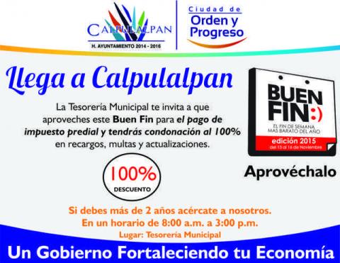 Dan en Calpulalpan descuentos en pago de Predial por “Buen Fin” imagen 1