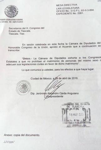 Exhorta Cámara de Diputados al Congreso a permitir matrimonio igualitario