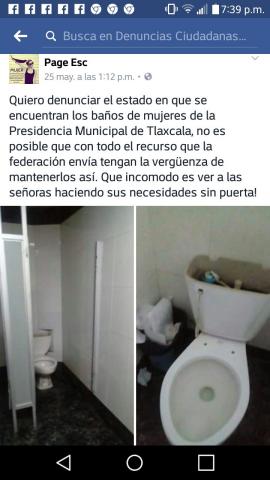 Vergüenza de sanitarios públicos en presidencia de Tlaxcala