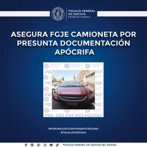 Asegura FGJE camioneta por presunta documentación apócrifa