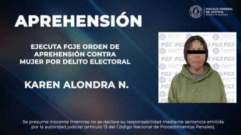 Ejecuta FGJE orden de aprehensión contra mujer por delito electoral