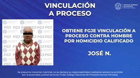 Vinculan a proceso a José N. por homicidio calificado