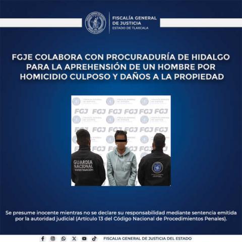 Detienen en Tlaxcala a persona buscada por homicidio en Hidalgo