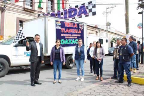 En Tetla de la Solidaridad se dio banderazo de salida de víveres a Oaxaca