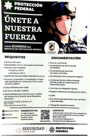 Abren en Chiautempan proceso para reclutar guardias de protección federal
