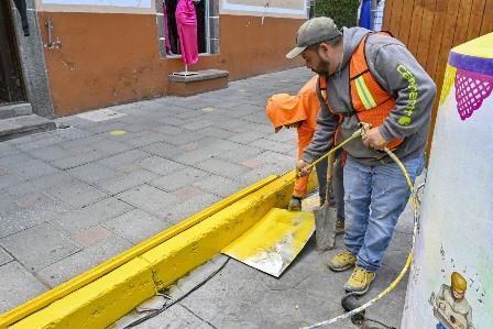 Trabajos de balizaje continuarán en primer cuadro de Huamantla