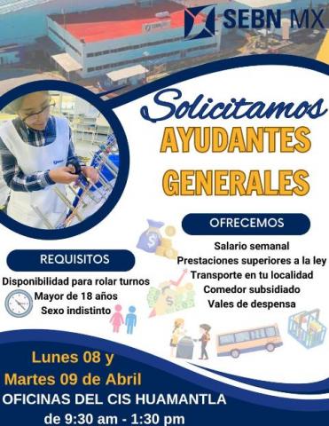Promueve ayuntamiento de Huamantla vacantes de la empresa SEBN MX