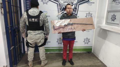 Detienen en Apizaco a un individuo en posesión de una escopeta