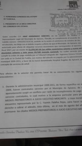 Pide Apizaco 1.9 mdp del 2017 para pagar deuda por servicios de salud imagen 2