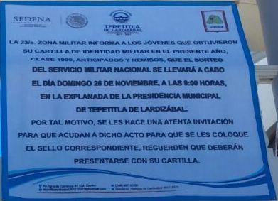 Sorteo Militar en Lardizábal se realizará el 26 de noviembre
