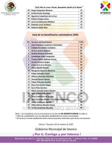 Pública Ayuntamiento de Ixtenco listas de beneficiarios del programa de Calentadores Solares 2020 imagen 3