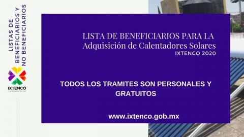 Pública Ayuntamiento de Ixtenco listas de beneficiarios del programa de Calentadores Solares 2020 imagen 1