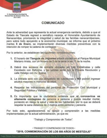 Tianguis de juguetes funcionará con medidas preventivas en Nanacamilpa imagen 2