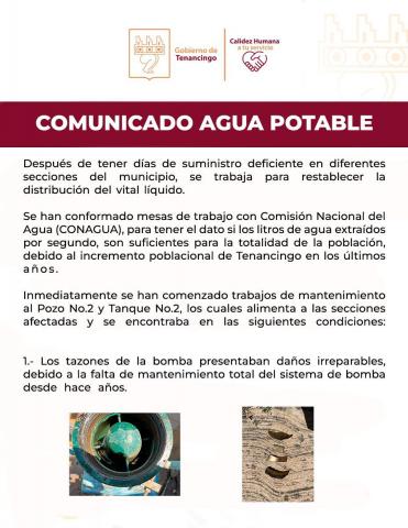 Trabaja ayuntamiento para restablecer suministro de agua potable en Tenancingo imagen 1
