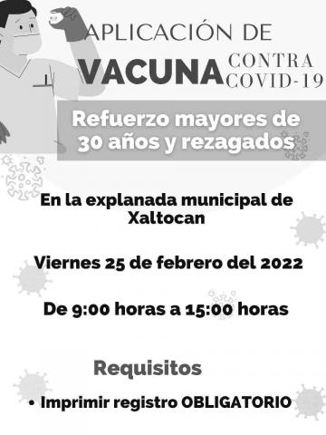 Mañana habrá vacunación contra el Covid – 19 en Xaltocan