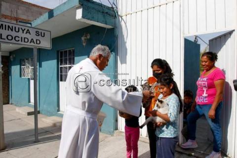 En procesión sacan a animales para recibir bendición imagen 7