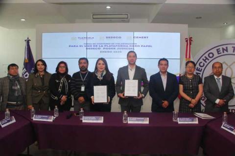 Firman Sedeco y TSJ-CJE convenio para el uso de la plataforma digital cero papel Tlaxcala imagen 3