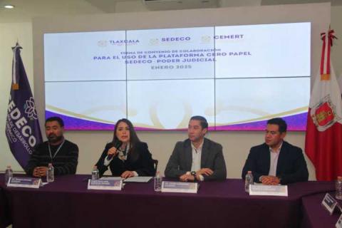Firman Sedeco y TSJ-CJE convenio para el uso de la plataforma digital cero papel Tlaxcala imagen 4