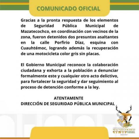 Pobladores de Mazatecochco lograron la detención de ladrones, pero policías los tuvieron que liberar debido a sus errores imagen 1