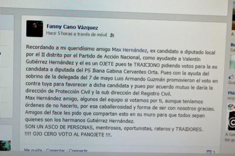 Acusan a Valentín Gutiérrez de traición al PAN
