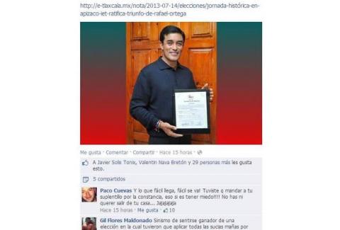 Repudian triunfo de Rafael Ortega en red social