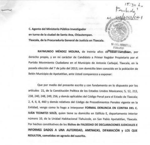 Denuncian ante la PGJE a regidor electo del PAN en Apetatitlán