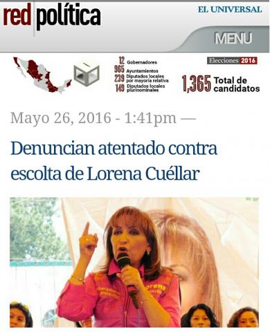 Atentado contra escolta de Lorena Cuéllar imagen 1