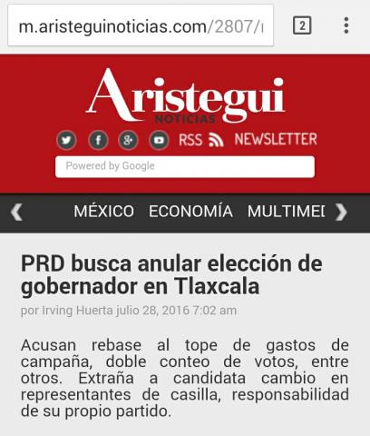 PRD busca anular elección de gobernador en Tlaxcala