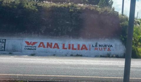 Aparecen bardas de MC con el nombre de la morenista Ana Lilia Rivera Rivera