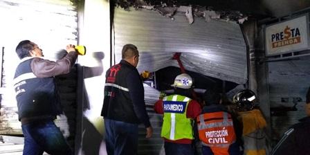 Sólo daños materiales dejó incendio en locales de Tlaxcala