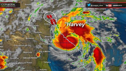 Huracán Harvey se intensificó a categoría 4 y generará tormentas intensas en el norte de Tamaulipas
