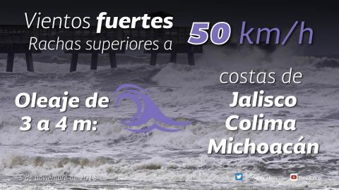 Xavier generará vientos de 50 km/h en las costas de Jalisco, Colima y Michoacán