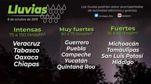 Se esperan lluvias muy fuertes para hoy martes en Tlaxcala