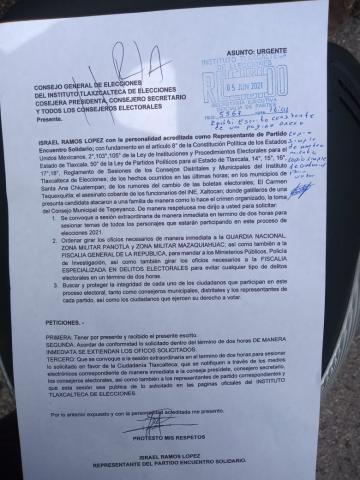 Ignoran consejeros del ITE a representantes de Yauhquemehcan