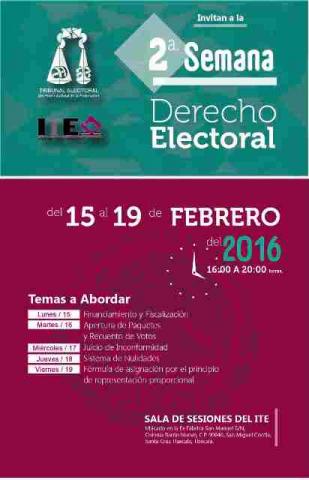 Convocan a segunda semana del Derecho Electoral