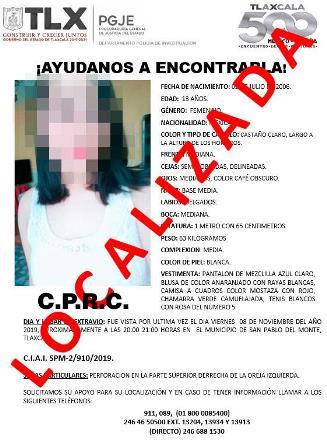Ubican a menor desaparecida; se fue de fiesta con amigos