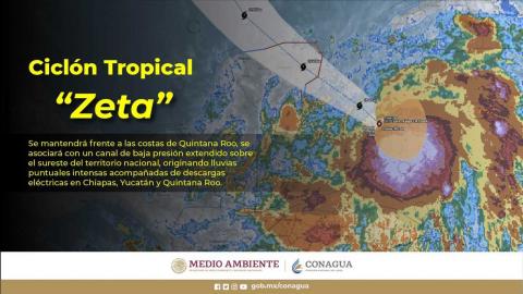 Zeta se intensificó a huracán categoría 1 en la escala Saffir-Simpson