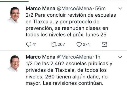 Clases en escuelas tlaxcaltecas se reanudarán el lunes 25