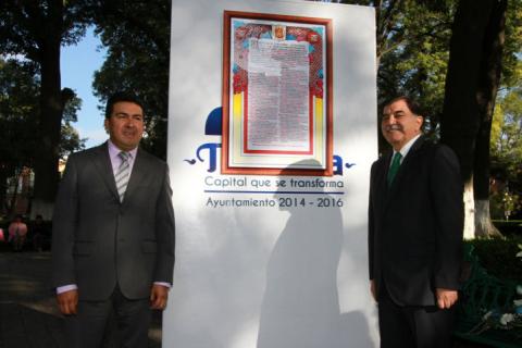 Coloca Adolfo Escobar bando solemne del 489 Aniversario de la Fundación de Tlaxcala