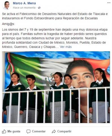 Anuncia Marco Mena fondos por 20 mdp para reparaciones tras sismo imagen 2