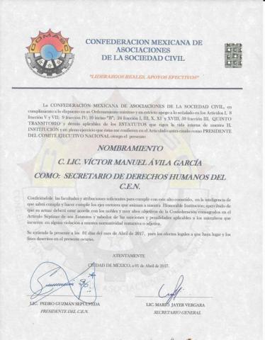 Nombran a Víctor Manuel Ávila como Secretario de Derechos Humanos del CEN de la COMASC imagen 2