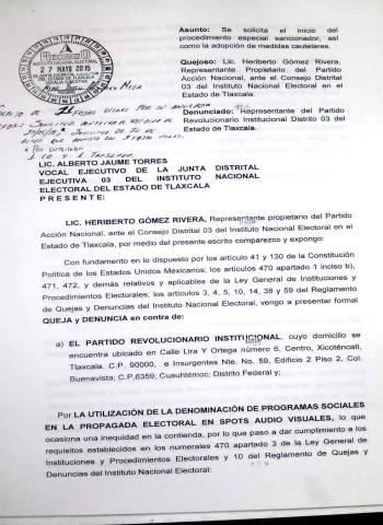 Otra queja contra el PRI por falta de equidad, ahora en el Distrito III