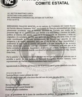 Busca Palacios destituir a Serafín como coordinador de diputados