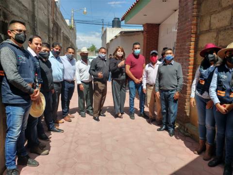Inauguran trabajos de adoquinamiento en Privada Zaragoza en Quilehtla