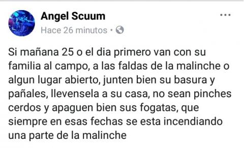 Les piden no ser “asquerosos” a vacacionistas que suben a la Malinche