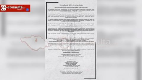 Ayuntamiento de Papalotla confirma la muerte de uno de sus regidores