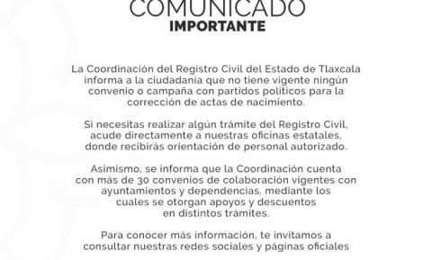 Coordinación del Registro Civil advierte sobre falsa campaña de corrección de actas de nacimiento