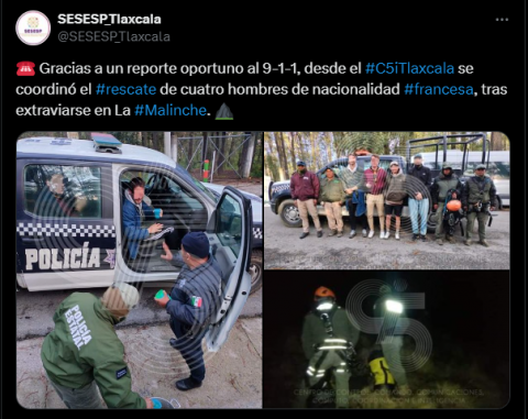 Rescatan a cuatro alpinistas franceses perdidos en la Malinche