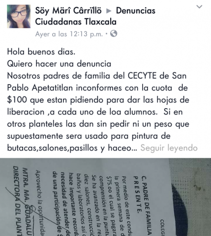 Directivos del CECyTE piden dinero a padres de familia para su navidad