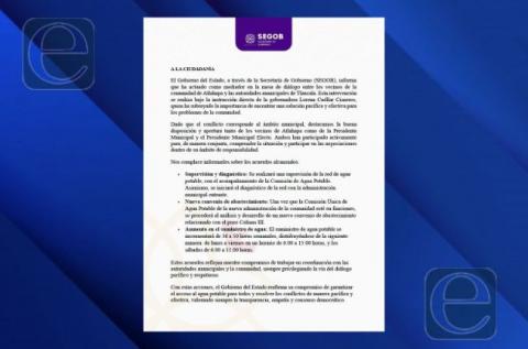 Ayuntamiento de Tlaxcala llega a un acuerdo con habitantes de San Sebastián Atlahapa